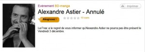 Dédicace annulée