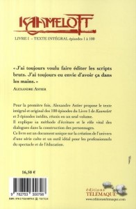 Kaamelott Livre I – Texte intégral – épisodes 1 à 100, 4ème de couverture